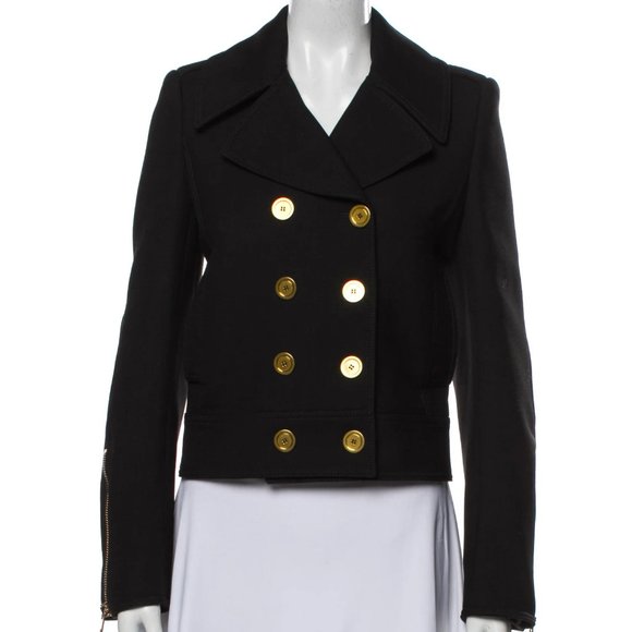 NWOT Alexander McQueen 2016 black blazer jacket, gold buttons, zip sleeves, 38 - Picture 1 of 15
